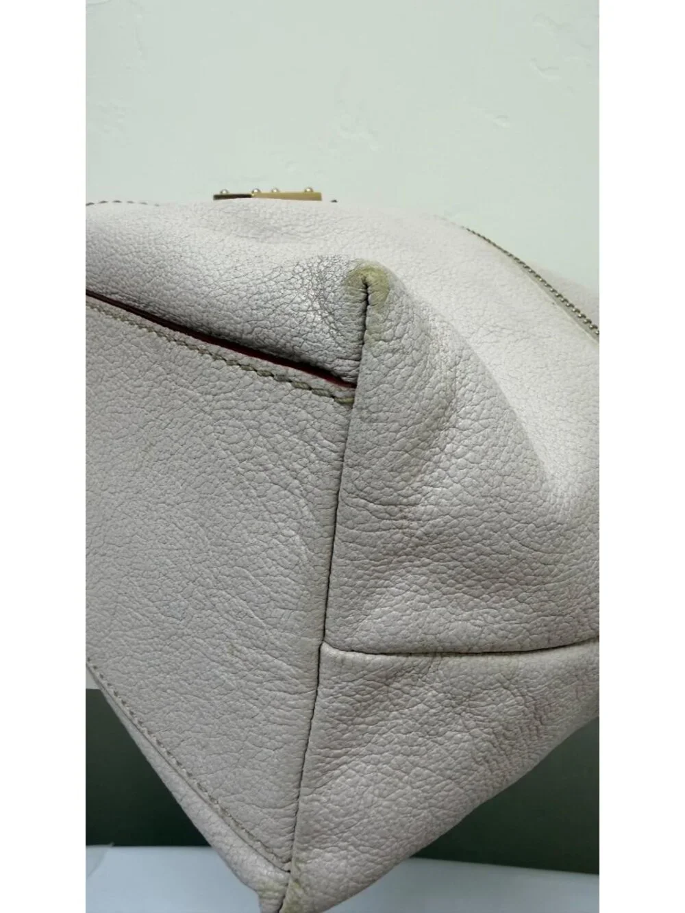 Dooney & Bourke Pebble Leather Shoulder Bag Ivory Hobo Lux Purse Gold Hardware